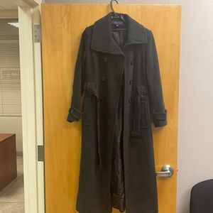 Anne Klein Size 4 Long Wool Winter Coat Belted